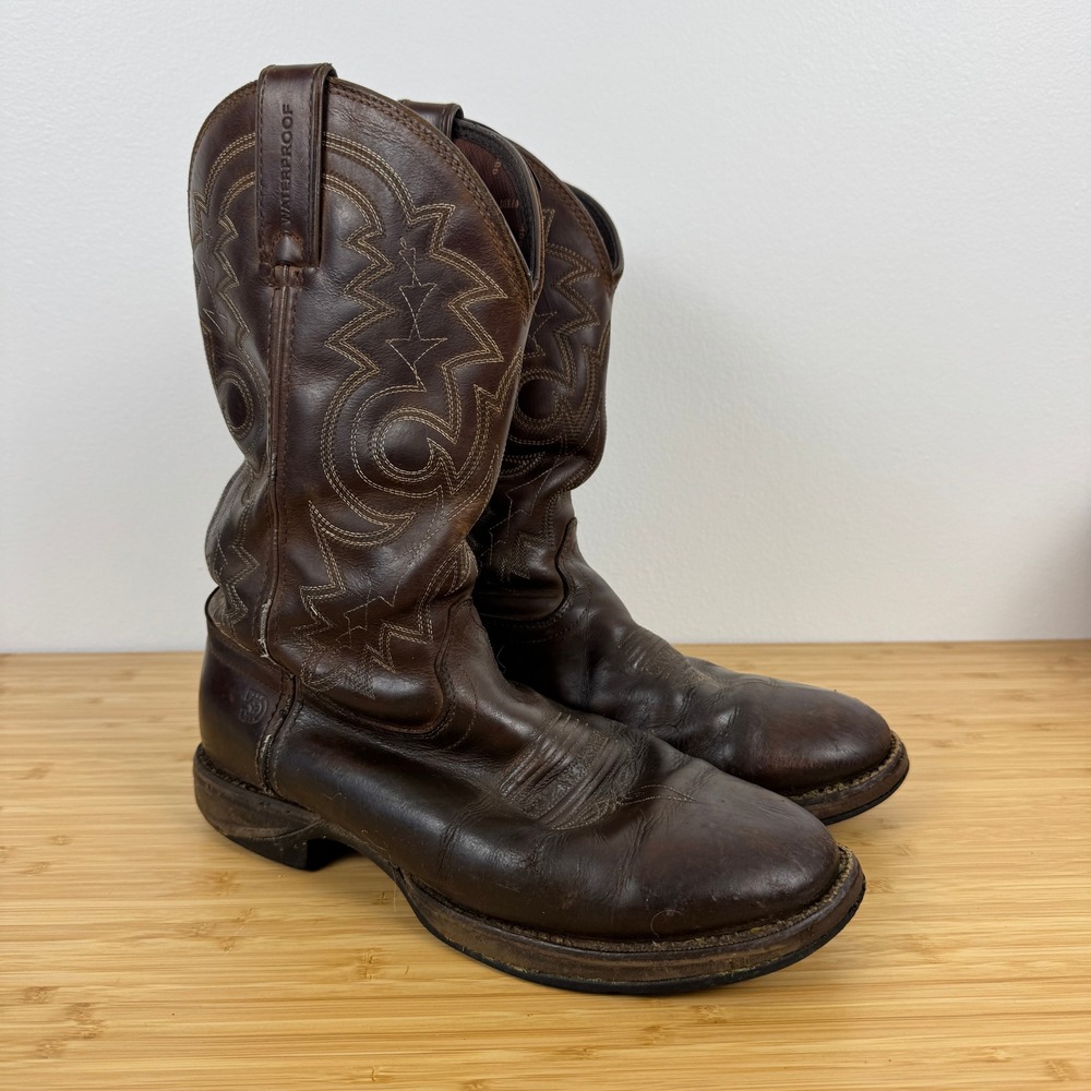 Durango Rebel‎ Waterproof Western Boots Mens Size 8.5M Brown Leather Cowboy
